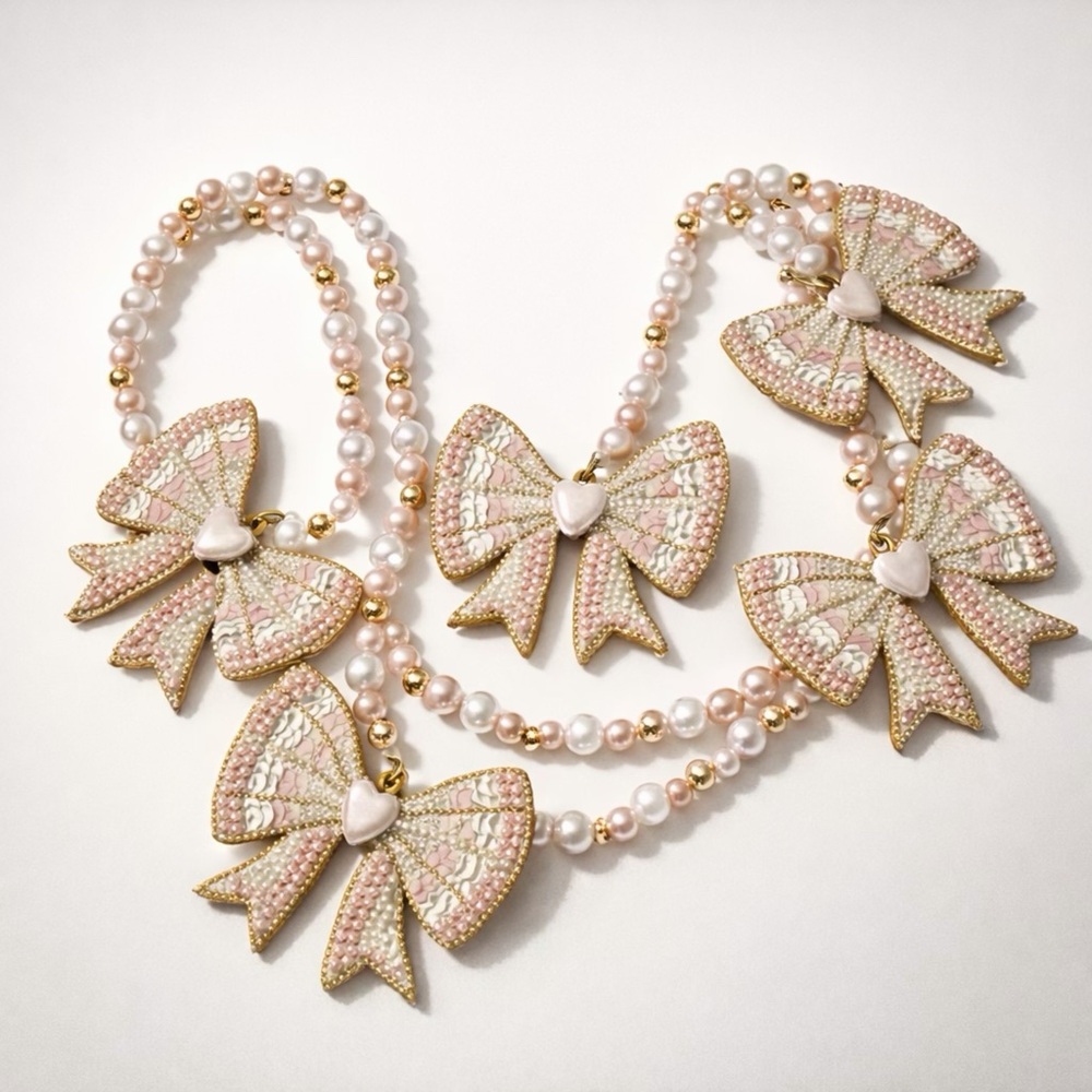 Love and Cupcakes Elegant Pink and Gold Bow garland 6 ft